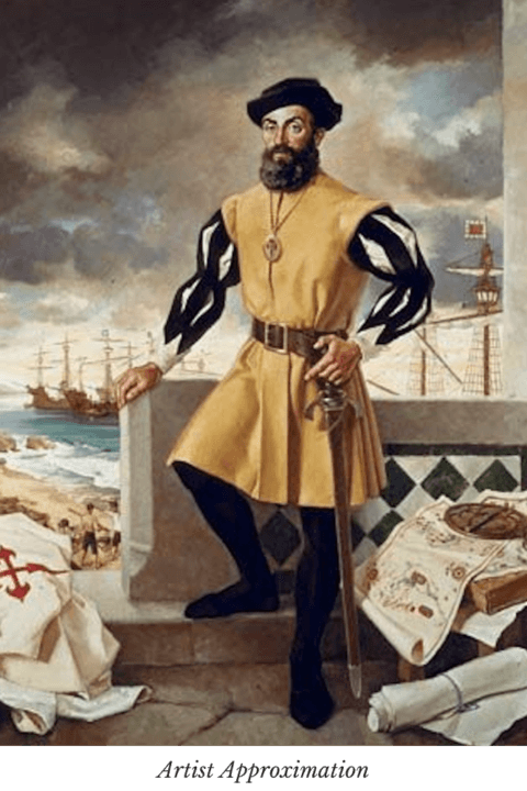 André imagined as a Portuguese explorer