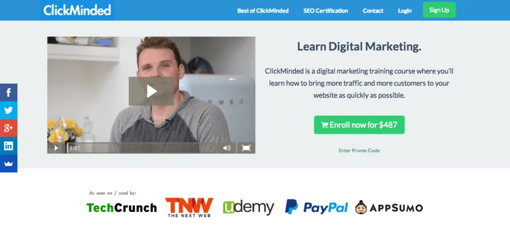 The ClickMinded website as the course platform evolved